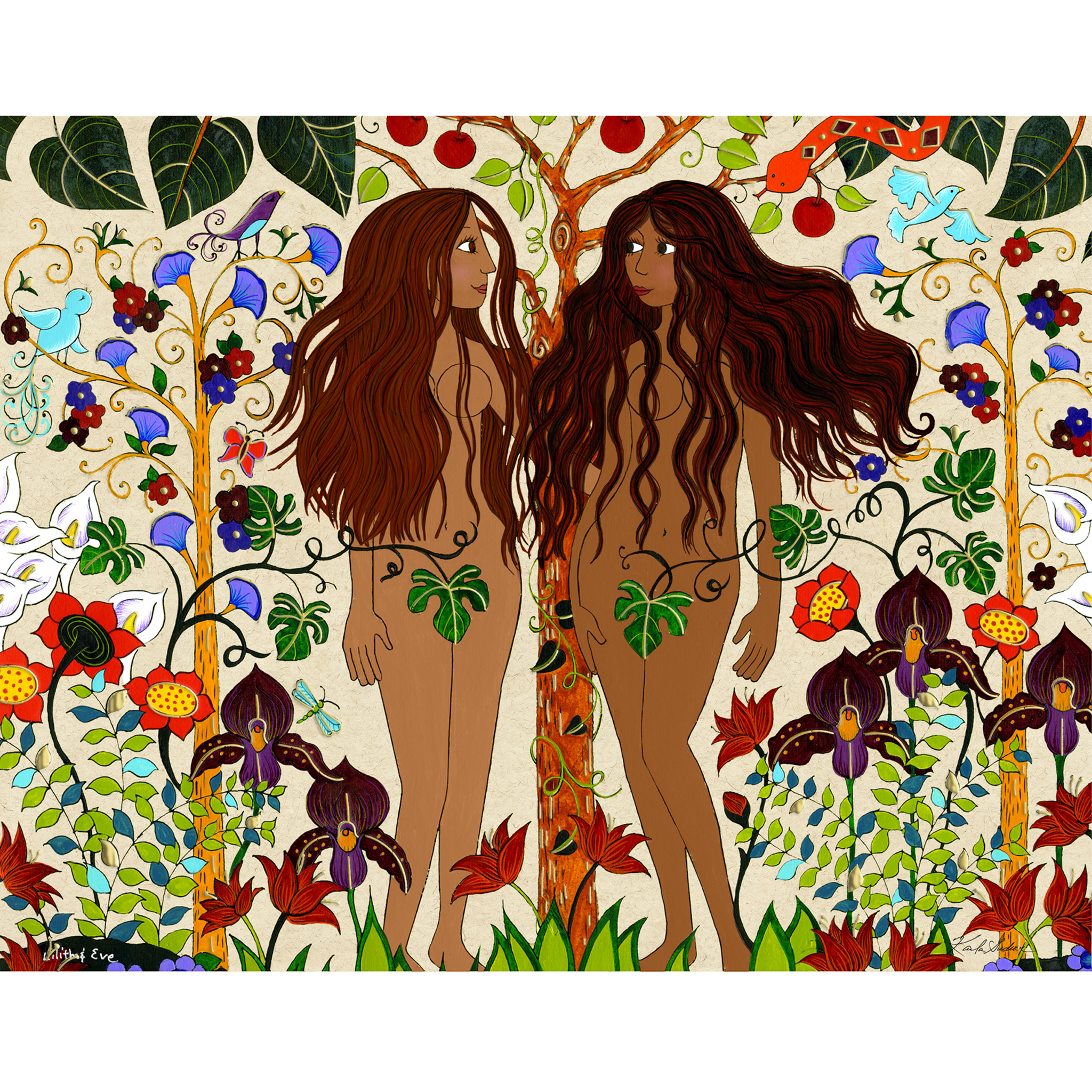Lilith and Eve in Eden Fine Art Print