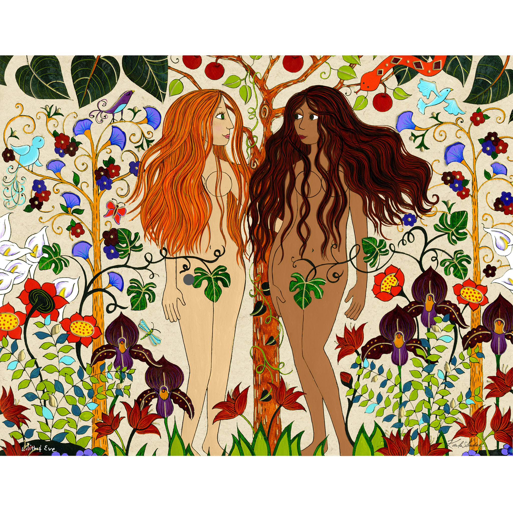 Lilith and Eve in Eden Fine Art Print